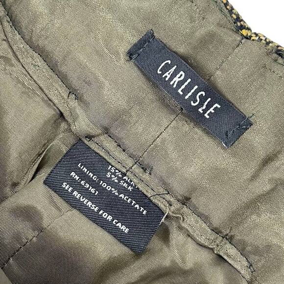 Carlisle Wool Blend Herringbone Straight Fit Trousers Womens 4 Green Black - Picture 7 of 8